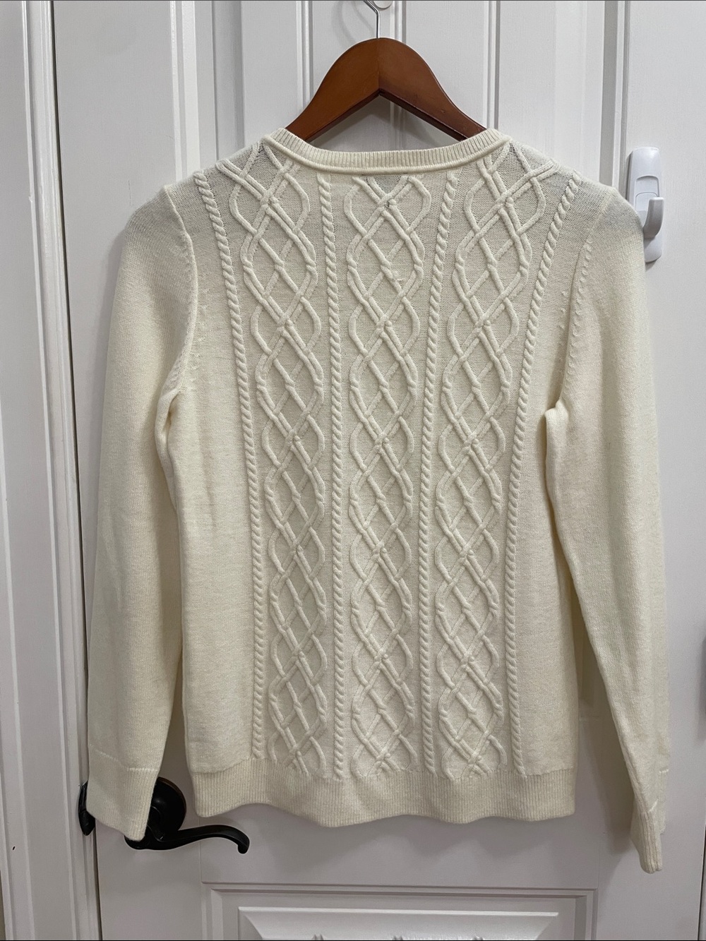 Talbots Ivory Cable-Knit Button-Shoulder Sweater - Picture 4 of 5